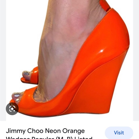 Jimmy Choo neon orange thin wedges. - Picture 12 of 12
